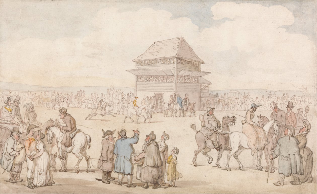 Uma reunião de corrida lotada de Thomas Rowlandson