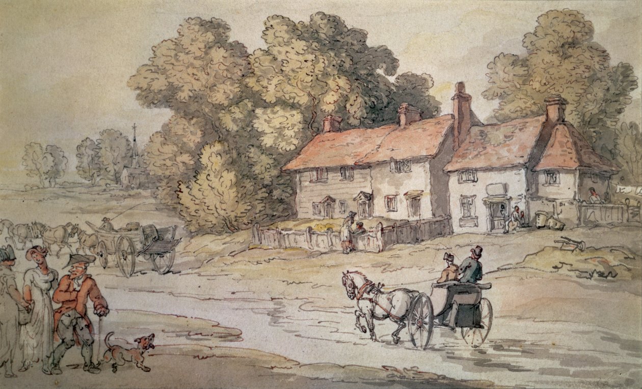 Um Gig Fording um Stream de Thomas Rowlandson