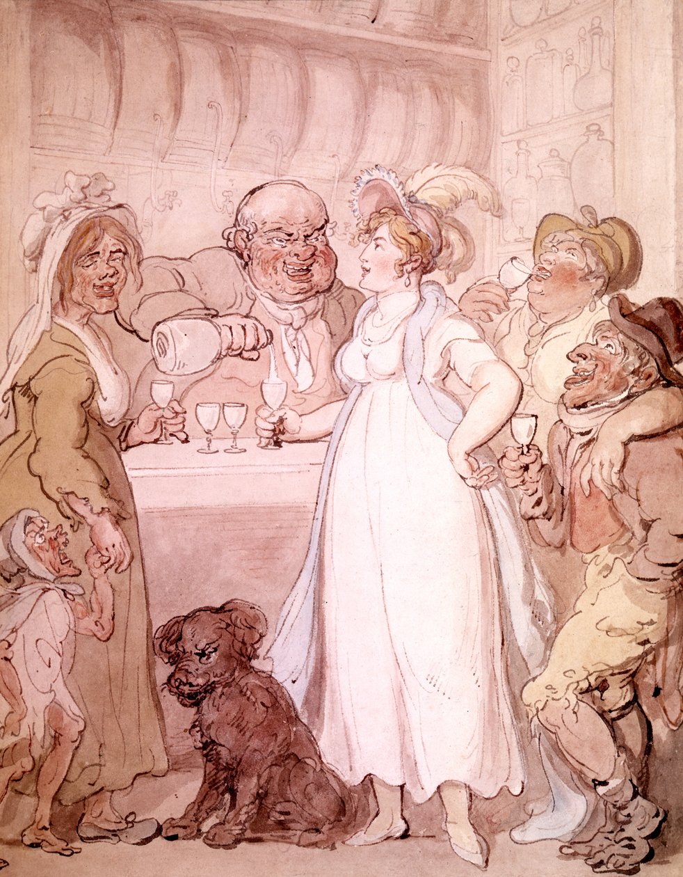 A Gin Shop, c.1808-09 (aquarela) de Thomas Rowlandson
