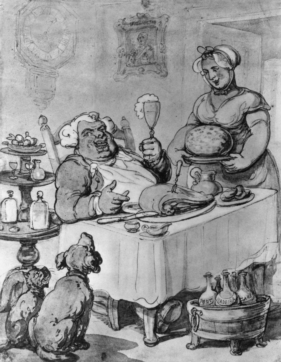 Uma boa refeição, (bw negativo) de Thomas Rowlandson