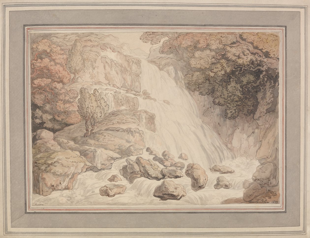 Uma cachoeira alta de Thomas Rowlandson