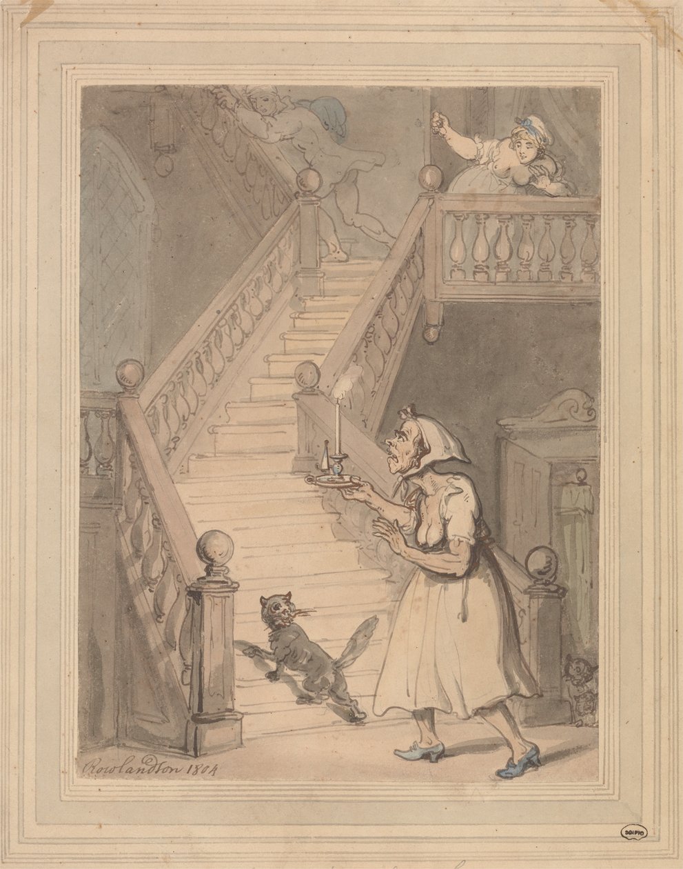 Uma donzela tia cheirando fogo de Thomas Rowlandson