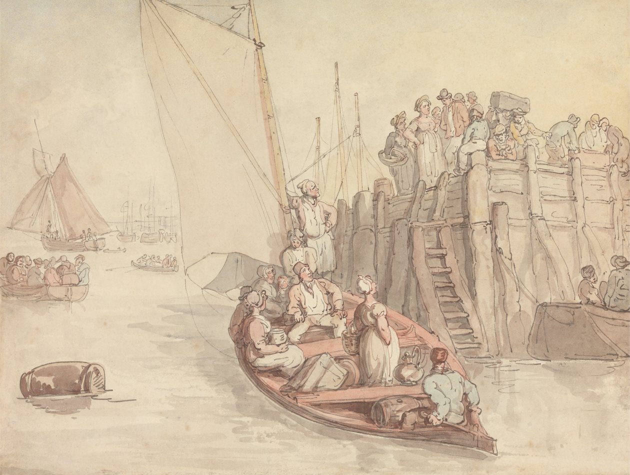 Um píer em Amsterdã (versão A) de Thomas Rowlandson