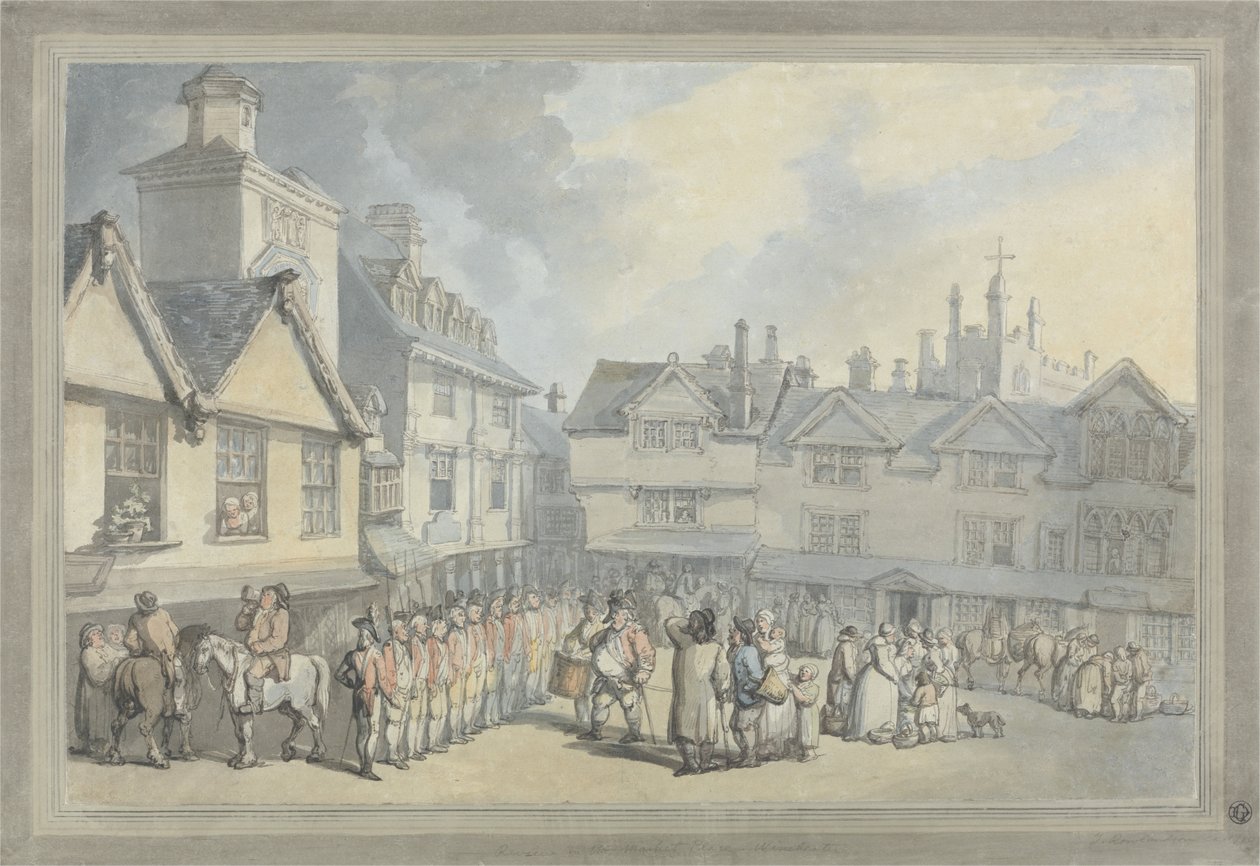 Uma revisão em um mercado de Thomas Rowlandson