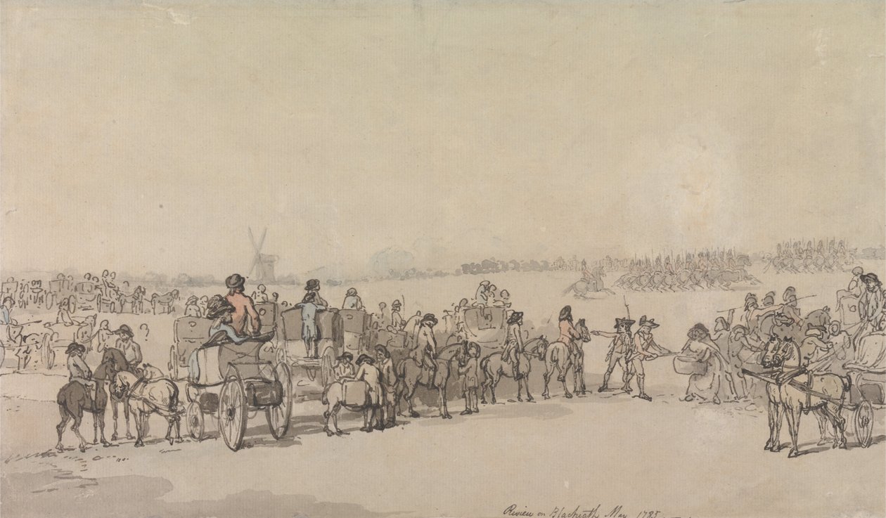 Uma revisão sobre Blackheath, maio de 1785 de Thomas Rowlandson