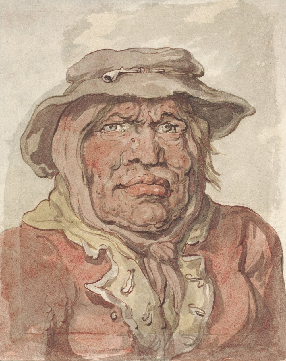 A viúva de um soldado, 1815-20 (aquarela com caneta e tinta sobre lavagem sanguínea e grafite em papel de capa) de Thomas Rowlandson
