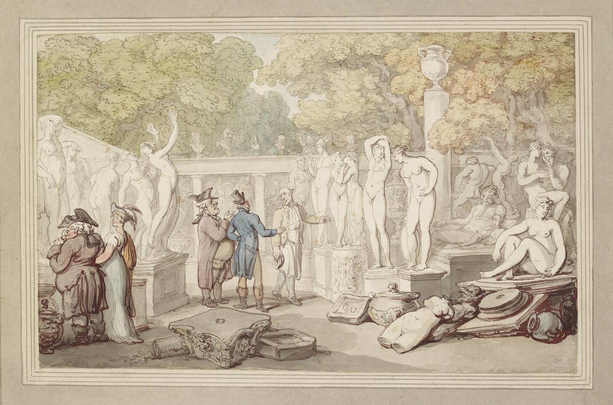 Pátio de uma estatuária do século XIX de Thomas Rowlandson