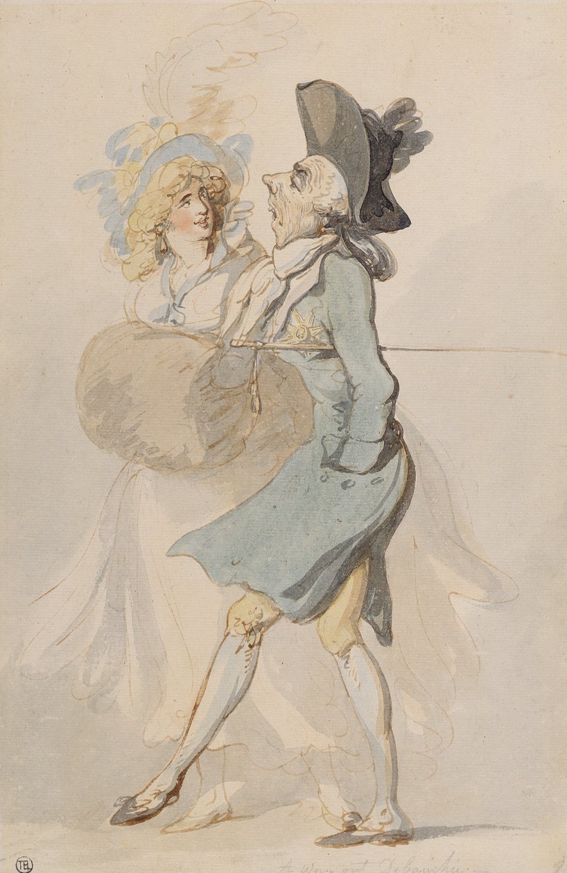 Um desgastado Debaucher, c.1790-95 (caneta e tinta e wc em papel) de Thomas Rowlandson
