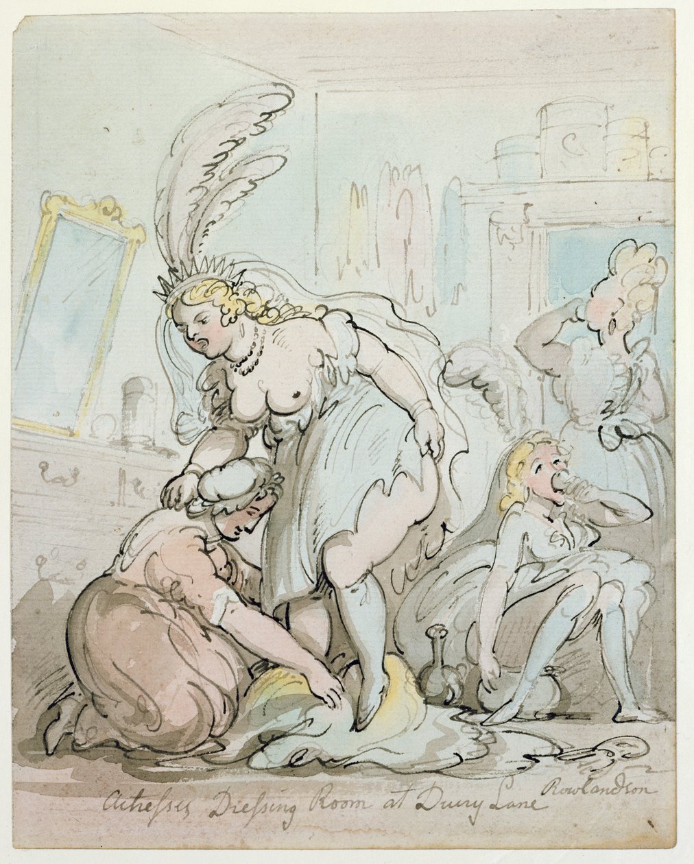 Atrizes vestiário em Drury Lane (caneta e tinta e wc no papel) de Thomas Rowlandson