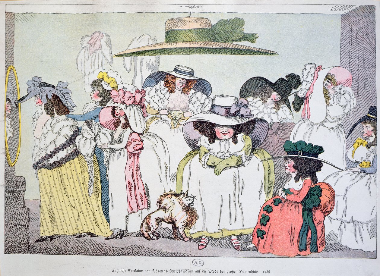 Caricatura da moda para chapéus grandes, 1786 de Thomas Rowlandson