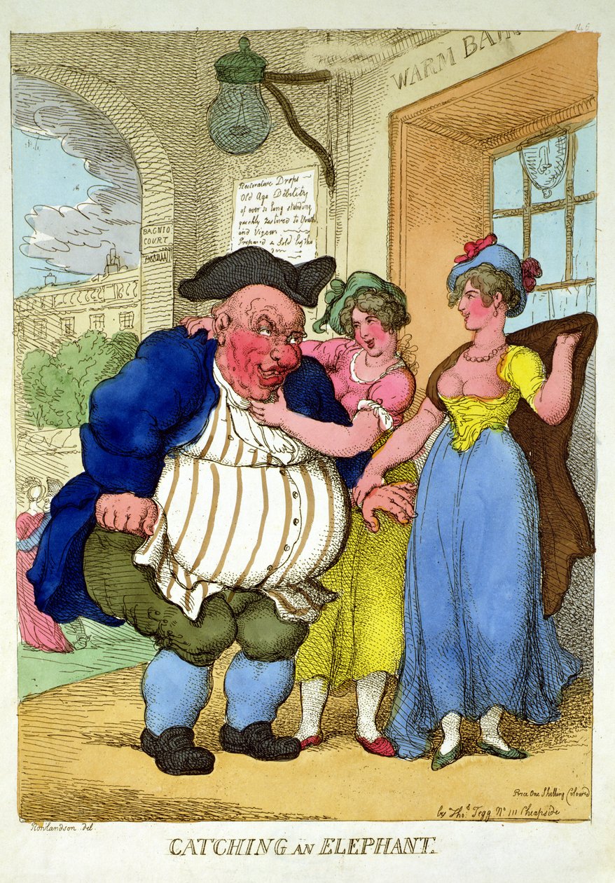 Pegando um elefante, 1812 de Thomas Rowlandson
