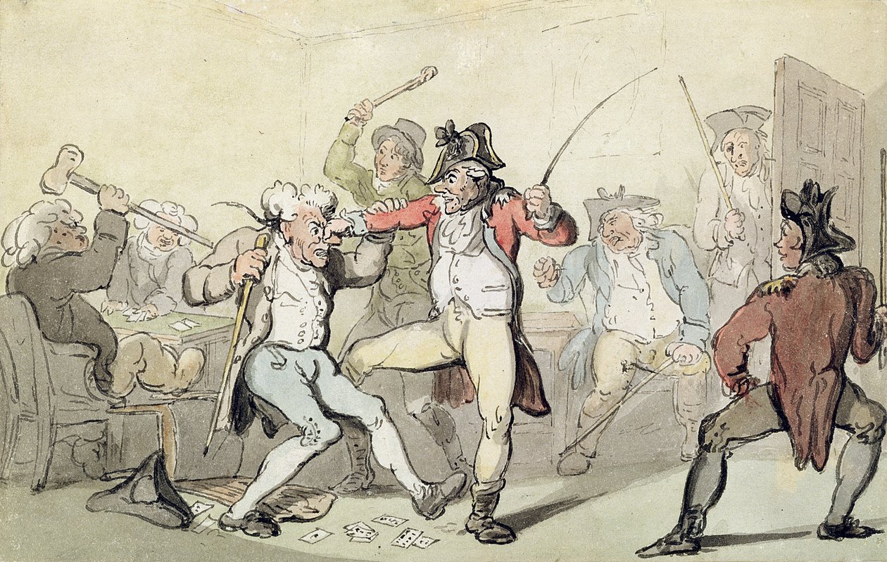 Cheating at Cards (wc com caneta e tinta no papel) de Thomas Rowlandson