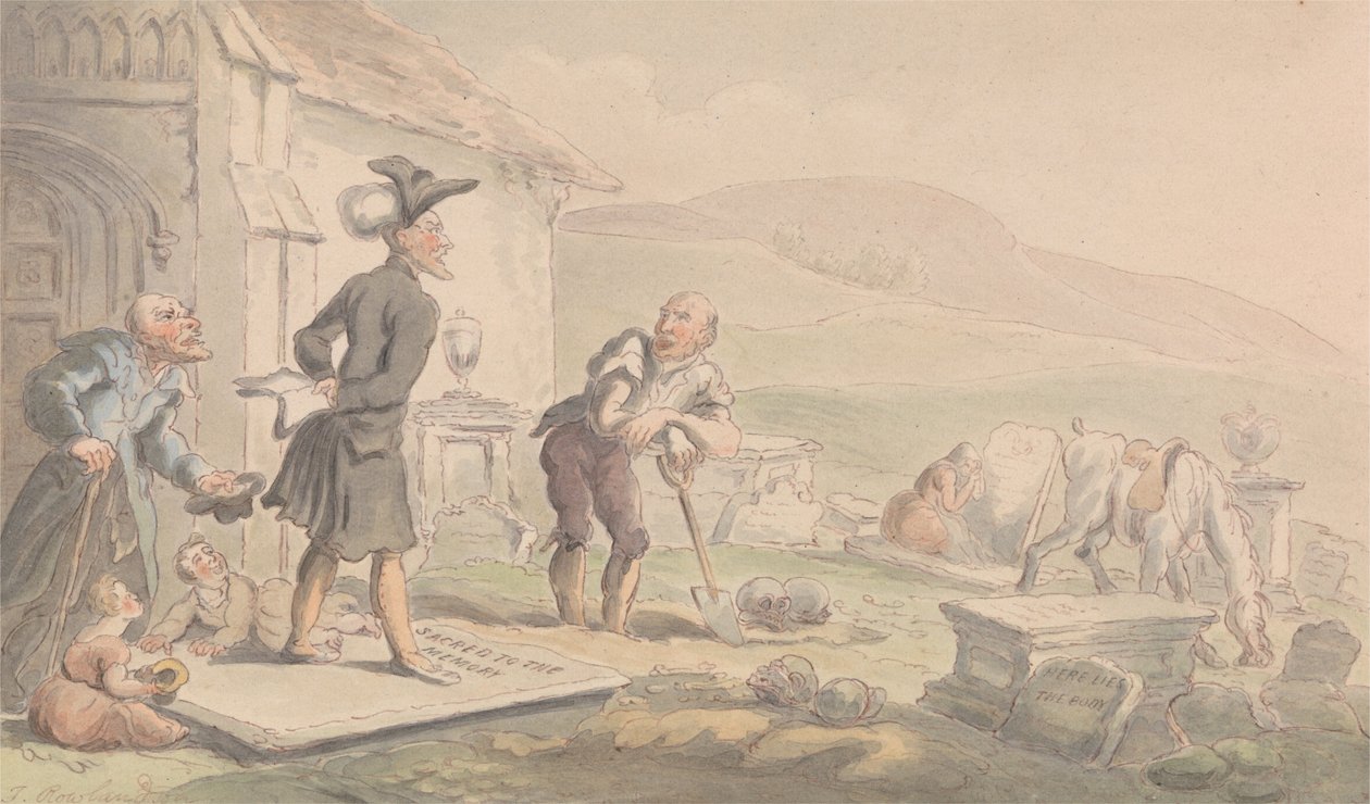 Dr Syntax Meditando nas Lápides de Thomas Rowlandson