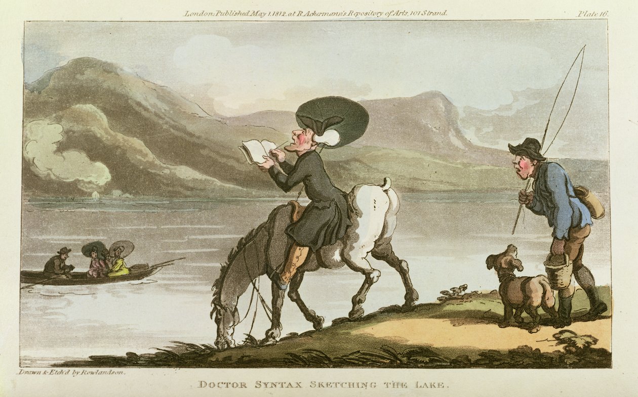 Dr. Syntax desenhando o lago de Thomas Rowlandson