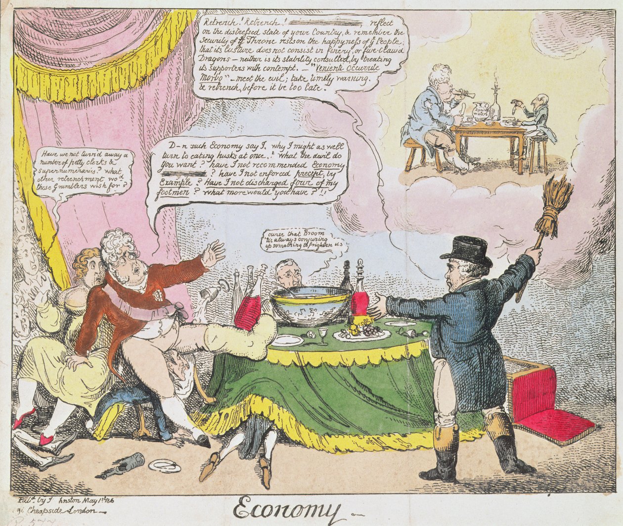 &39;Economy&39;, publicado por Johnston, Londres, maio de 1816 de Thomas Rowlandson