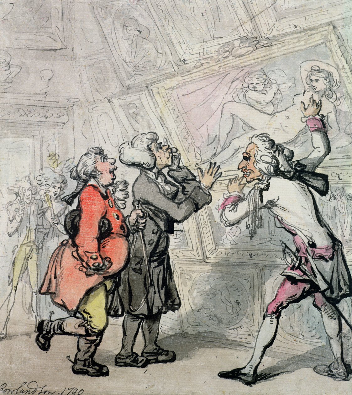 Englishmen Visualizando Fotos no Grand Tour, 1790 (ink und wc on paper) de Thomas Rowlandson