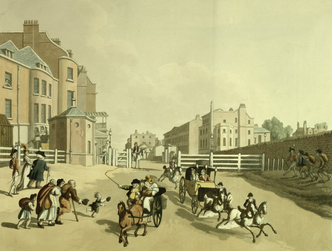 Entrada da Oxford Street em Tyburn Turnpike com vista para Park Lane, 1798 de Thomas Rowlandson