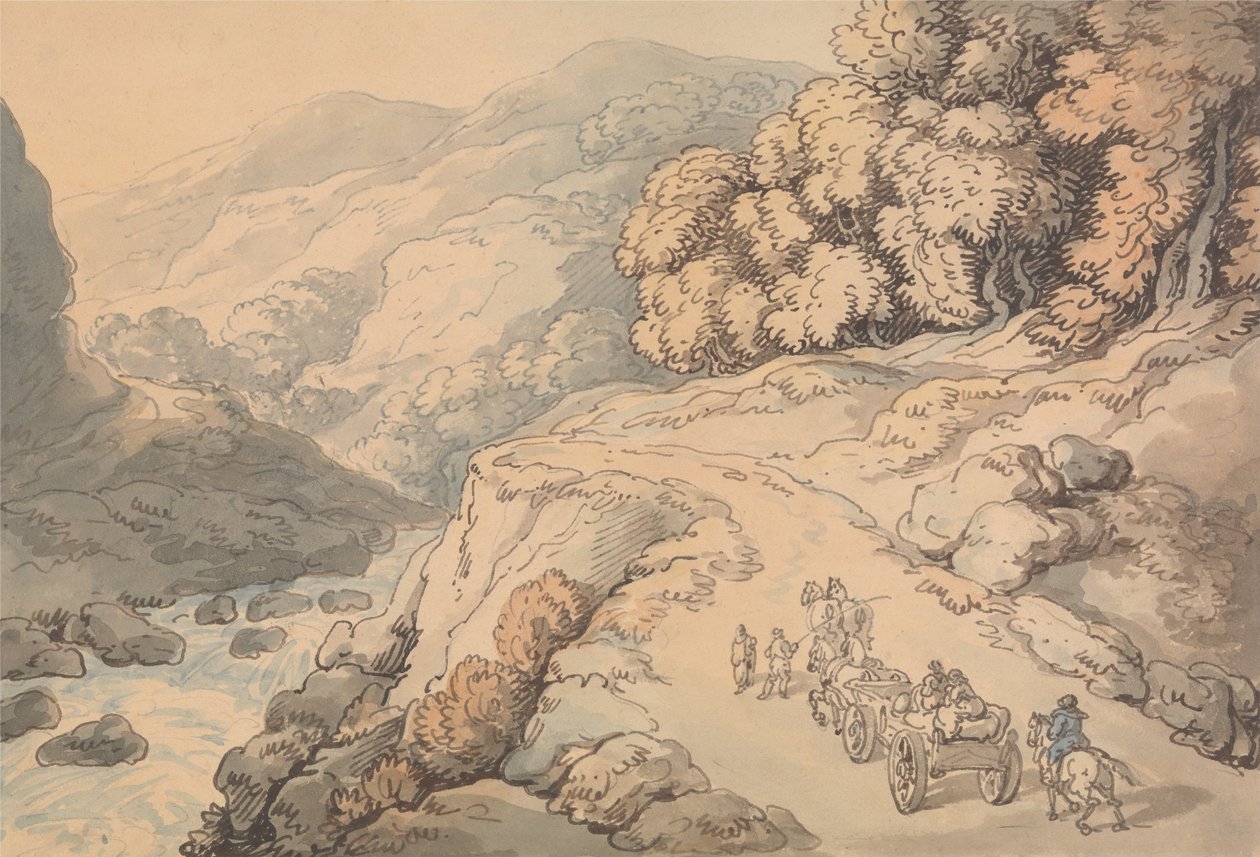Cai no rio Conwy, norte do País de Gales de Thomas Rowlandson