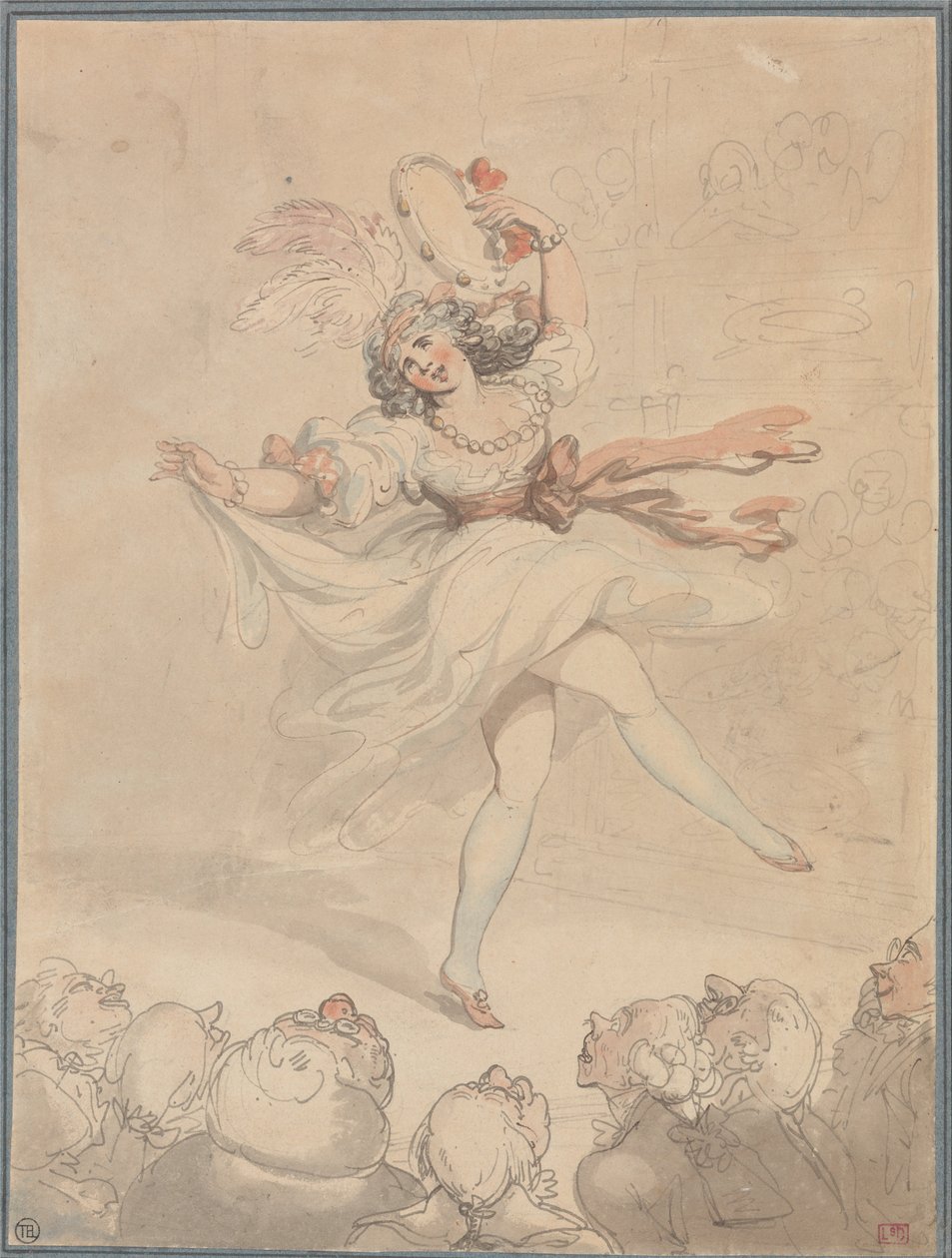 Dançarina feminina com um pandeiro de Thomas Rowlandson