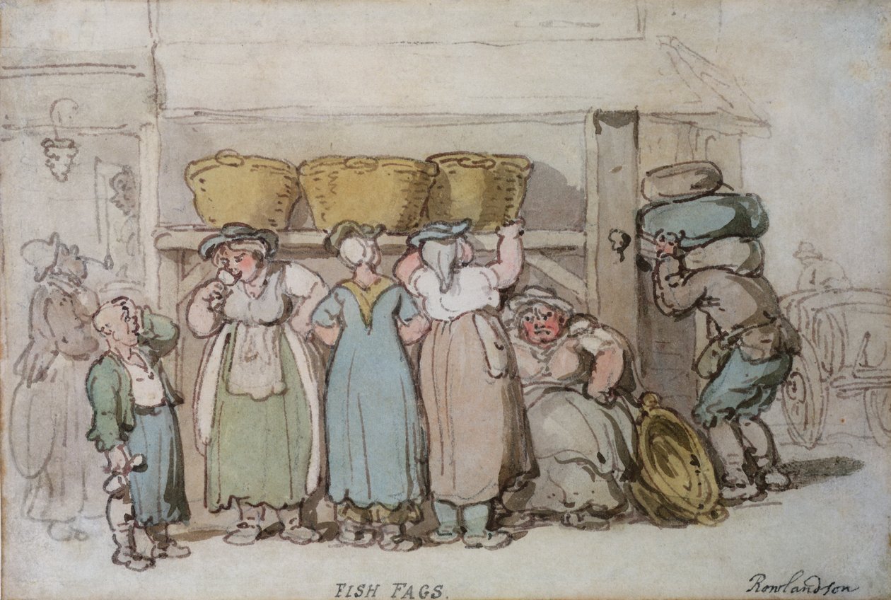 Peixe Fags (caneta, wc e lápis sobre papel) de Thomas Rowlandson