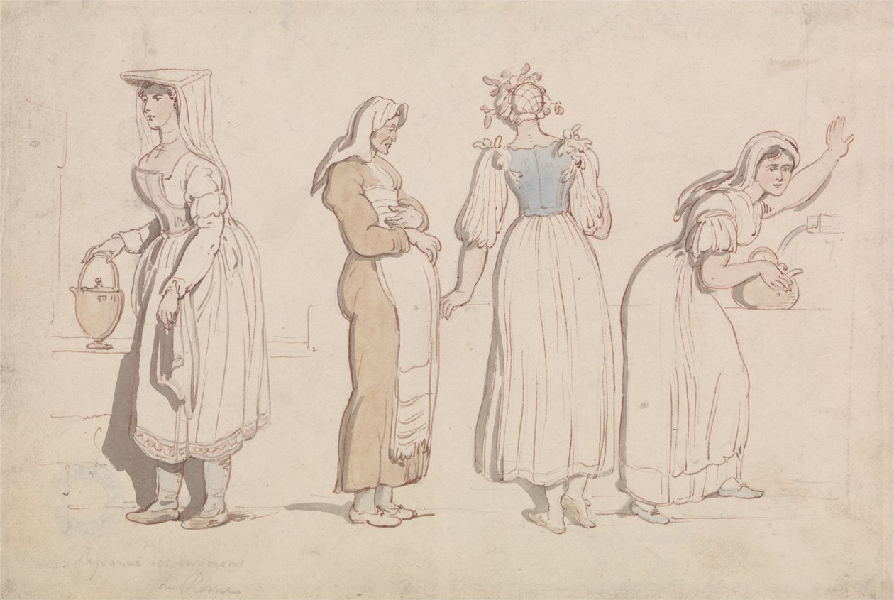 Quatro mulheres em um poço em Roma de Thomas Rowlandson
