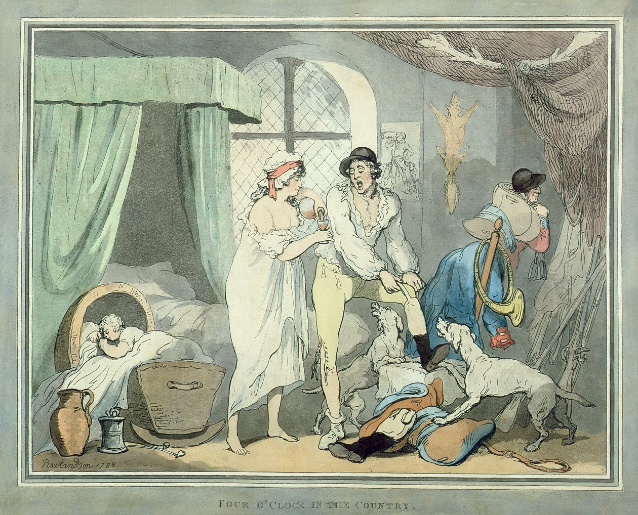 Quatro horas no país, pub. 1788 (gravura colorida com aquatinta) (par de 125720) de Thomas Rowlandson