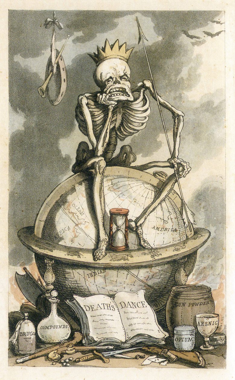 Frontispício de The English Dance of Death, pub. 1815 de Thomas Rowlandson