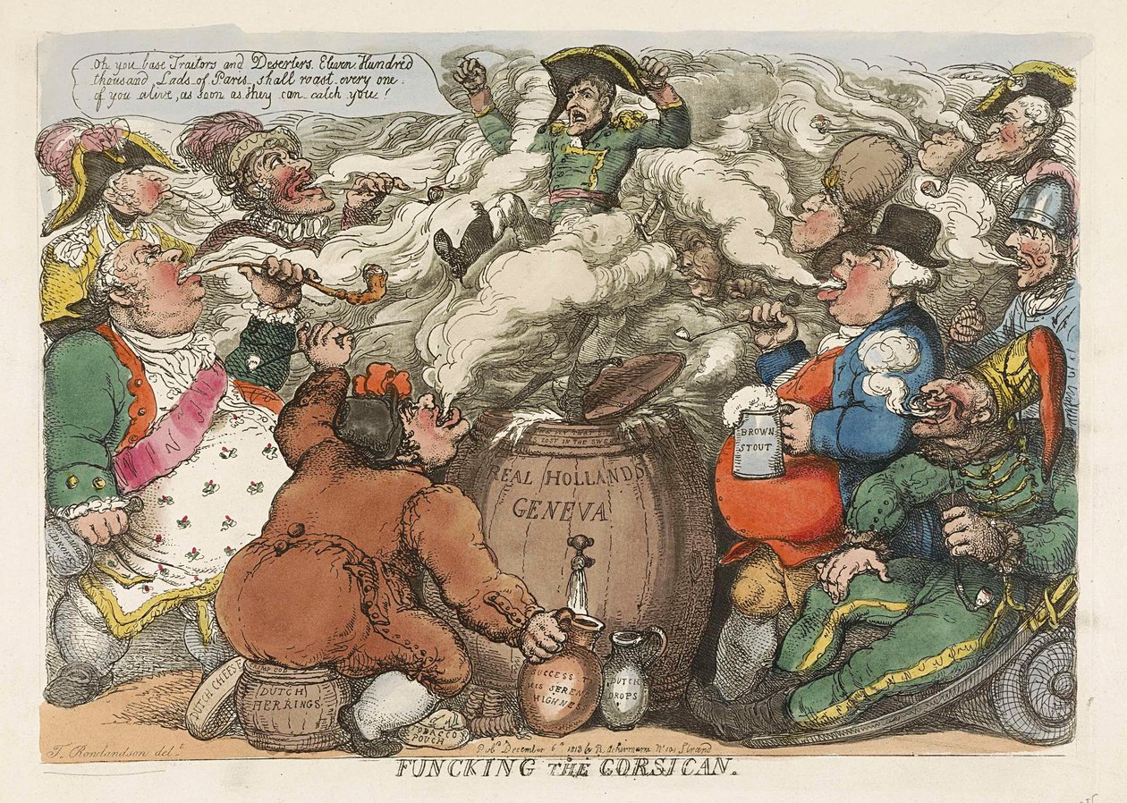 Funcionando o corso, pub. 1813 (gravura colorida à mão) de Thomas Rowlandson