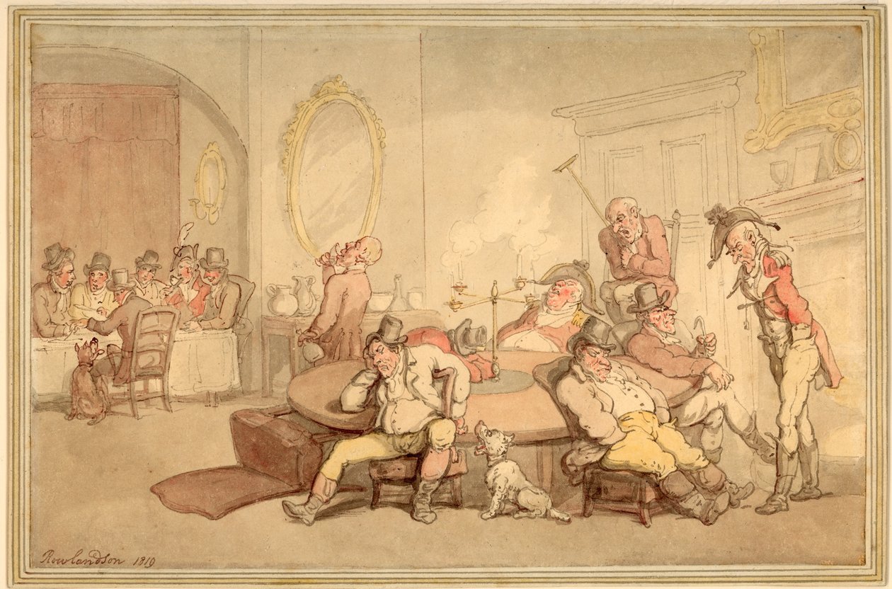 Jogos no Brook&39;s Club (tinta e wc em papel woven) de Thomas Rowlandson