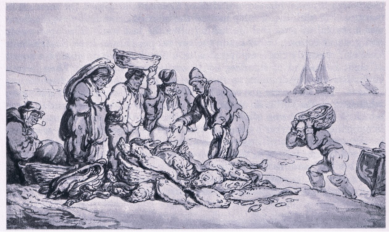 Grimsby: vendendo peixe de Thomas Rowlandson