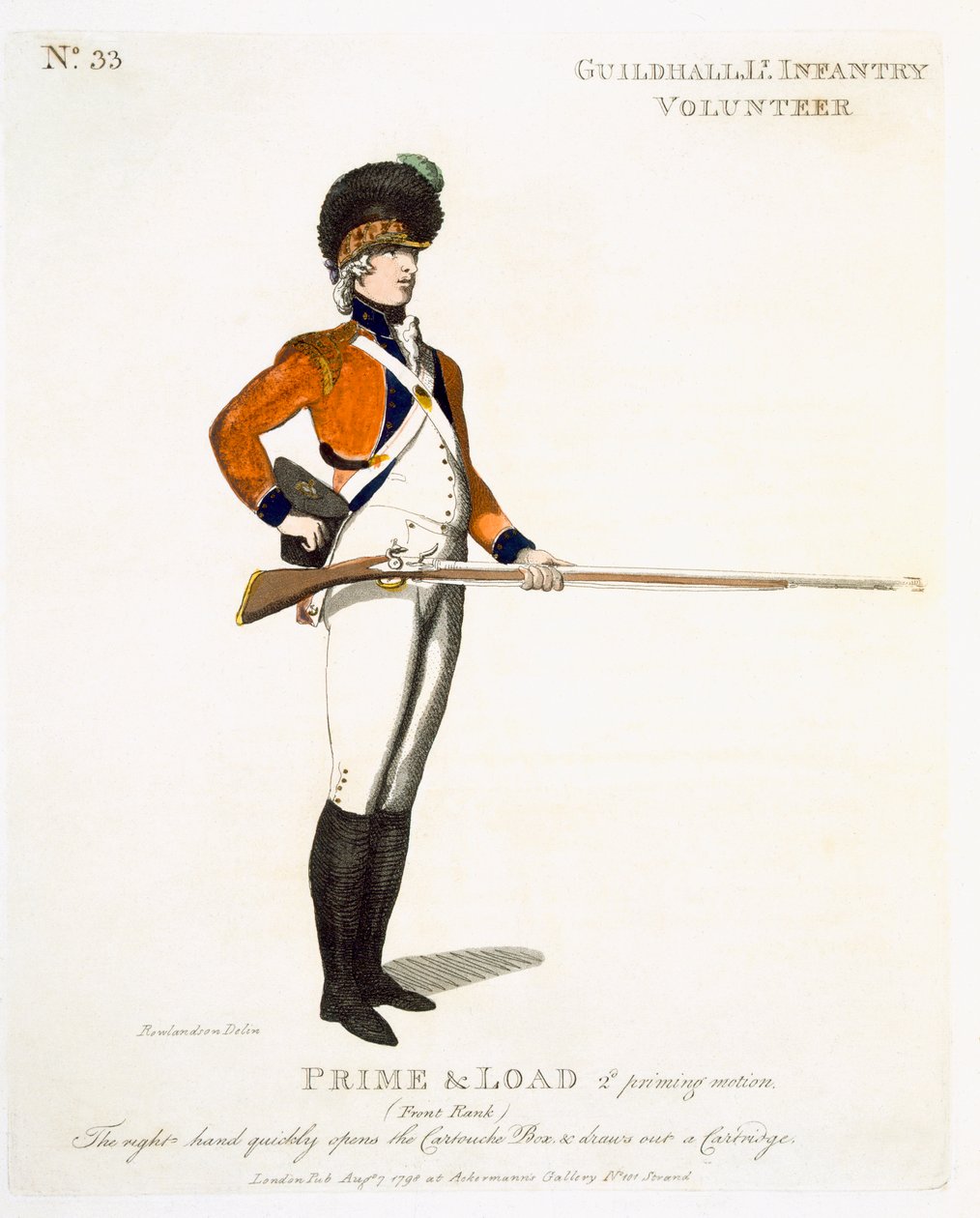 Guildhall Light Infantaria Voluntário, placa 33 de &39;Loyal Volunteers of London and Environs&39;, 1798 de Thomas Rowlandson