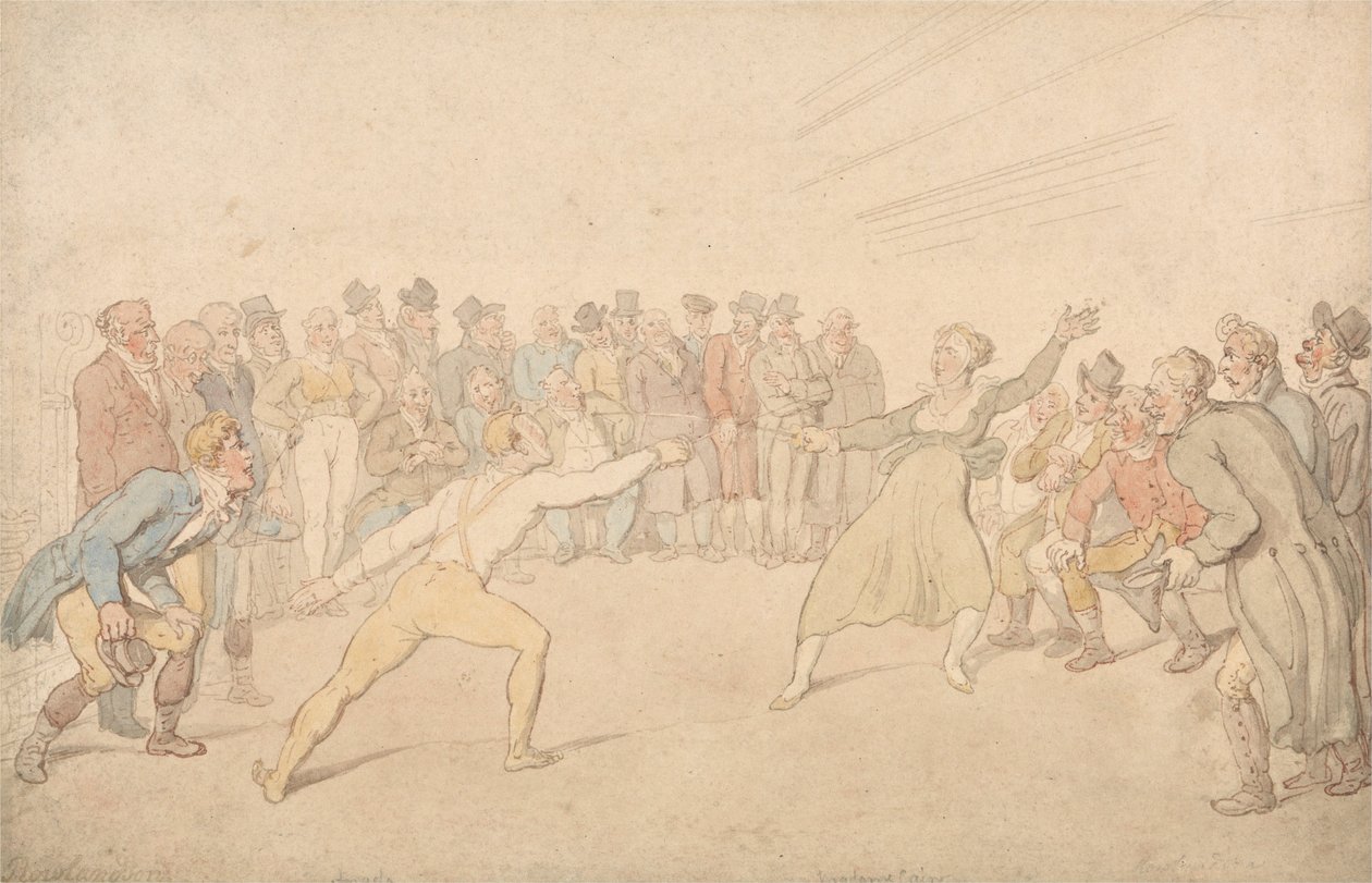 Henry Angelo e Madame Cain Esgrima de Thomas Rowlandson