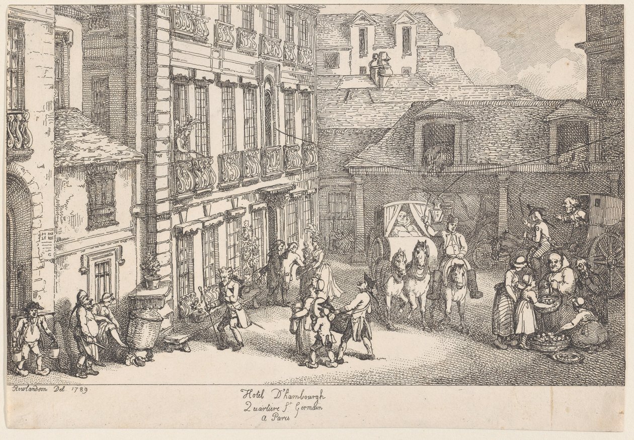 Hotel dHambourgh, Quartiere St. Germain em Paris, 1789 de Thomas Rowlandson