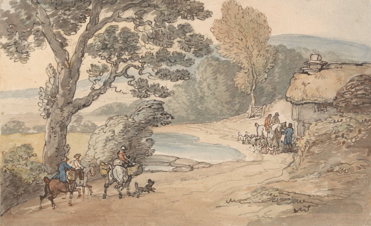Paisagem com uma festa de caça de Thomas Rowlandson
