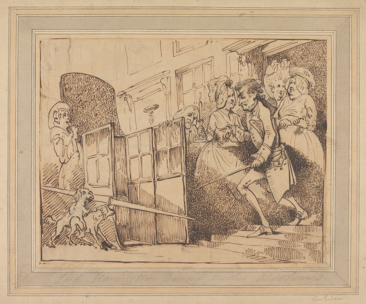 Lord Harrington deixando a mãe Matthews de Thomas Rowlandson
