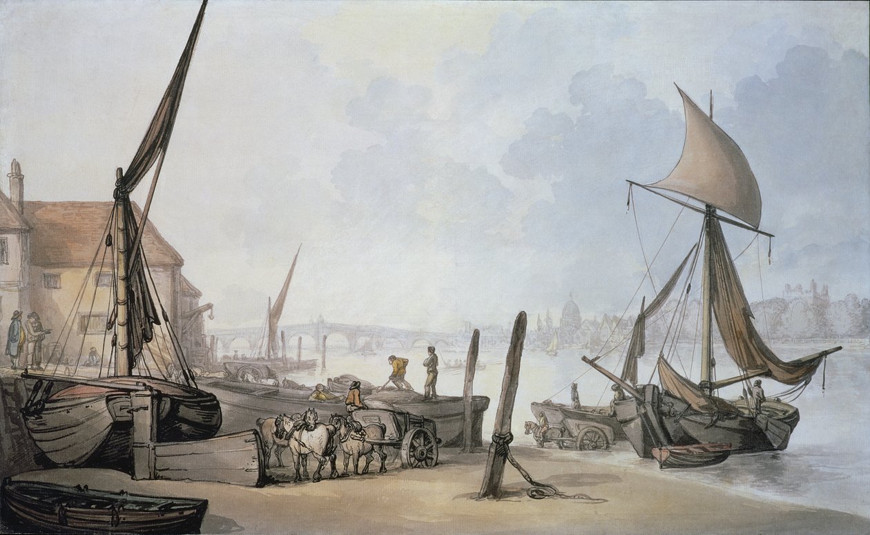Maré baixa no Tamisa de Thomas Rowlandson