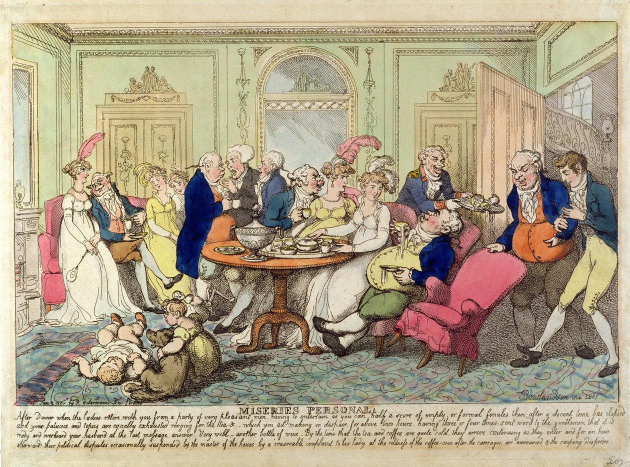 Miseries Personal (gravura colorida) de Thomas Rowlandson
