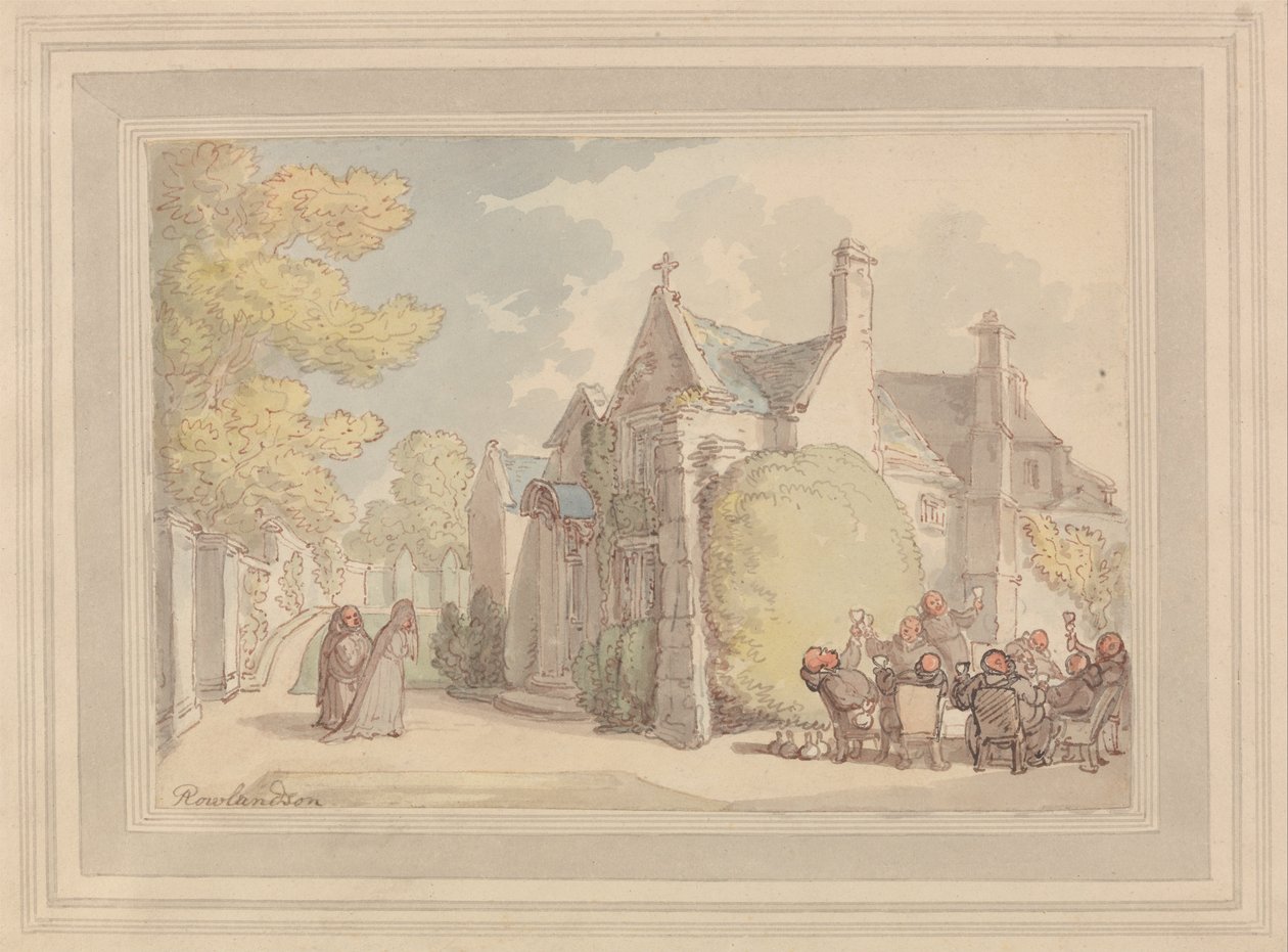 Monges Carousing fora de um mosteiro de Thomas Rowlandson