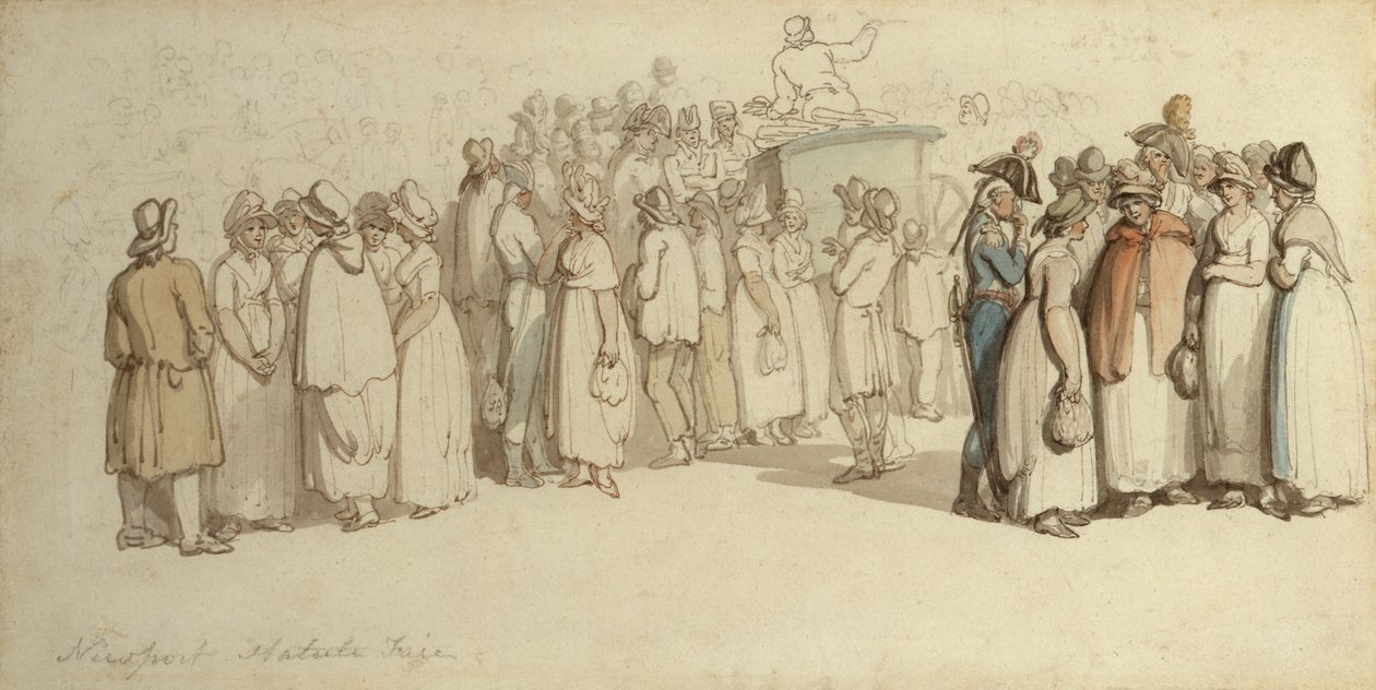 Newport Statute Fair (lápis, caneta e tinta e wc no papel) de Thomas Rowlandson