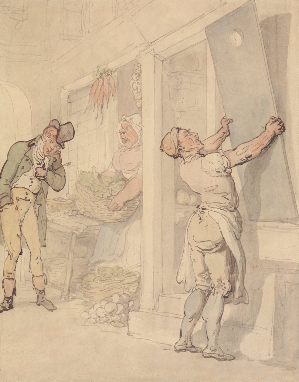 Fora da loja dos verdureiros de Thomas Rowlandson