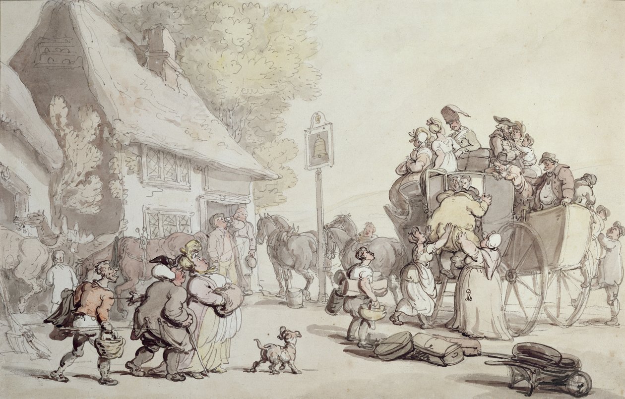Fora da Pousada (wc no papel) de Thomas Rowlandson