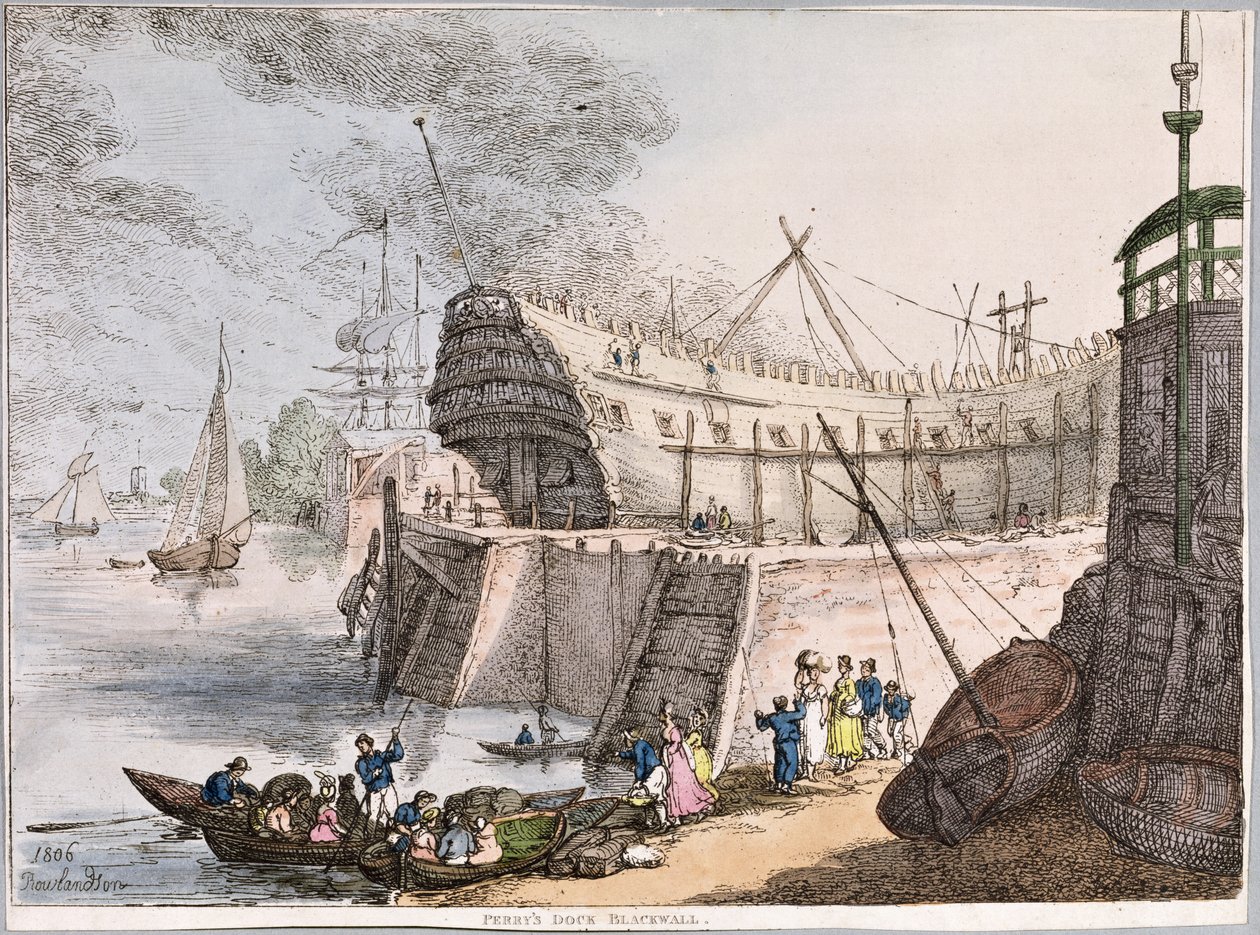 Doca de Perry em Blackwall de Thomas Rowlandson