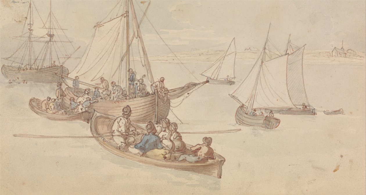 Barcos de recreio em um estuário de Thomas Rowlandson
