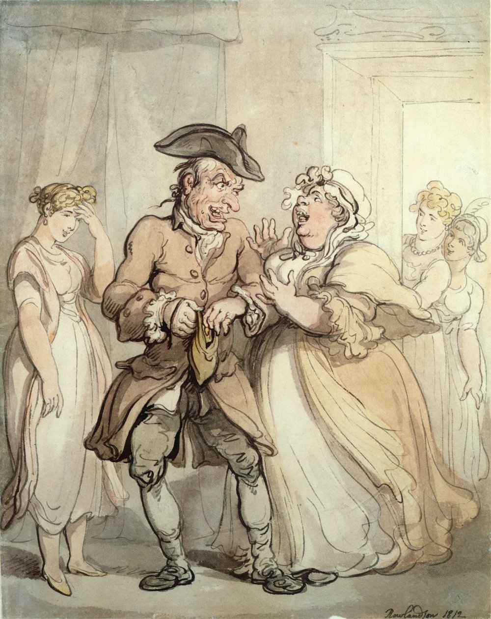 Prazer Primeiro, Pague Depois, 1812 (caneta, wc e lápis no papel) de Thomas Rowlandson