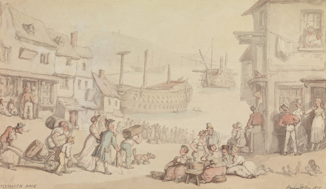 Doca de Plymouth de Thomas Rowlandson