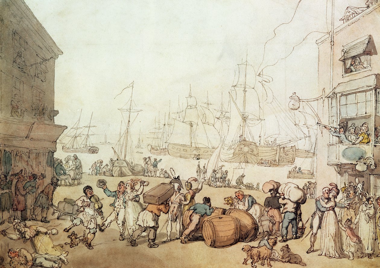 Portsmouth Point, 1811 (ver também 3421) de Thomas Rowlandson