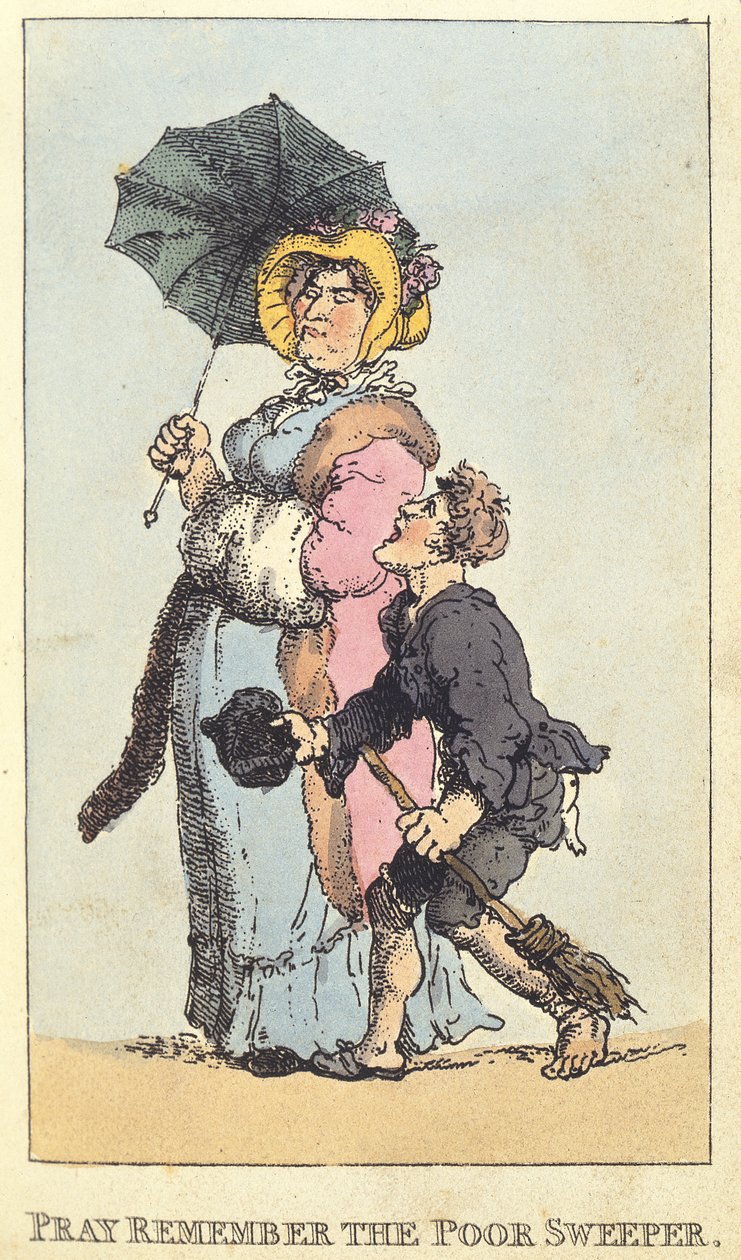 Ore, lembre-se do pobre varredor, 1820 de Thomas Rowlandson