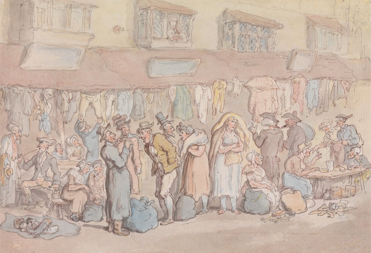Feira de pano ou Rosemary Lane de Thomas Rowlandson