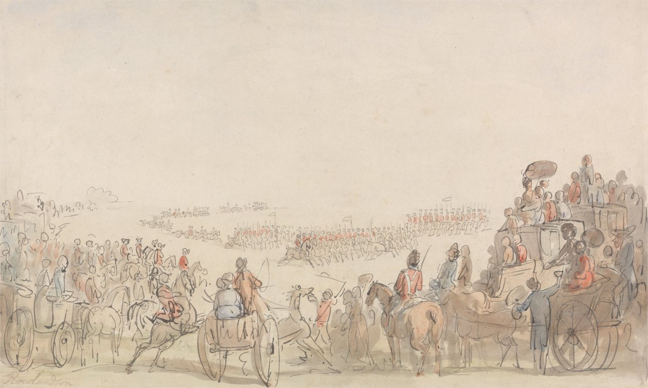 Revisão dos Voluntários do Cavalo Leve em Wimbledon Common de Thomas Rowlandson