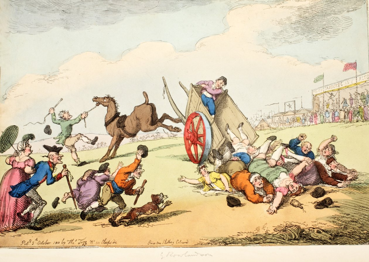 Esportes de uma feira do condado, 1810 (gravura colorida à mão) de Thomas Rowlandson